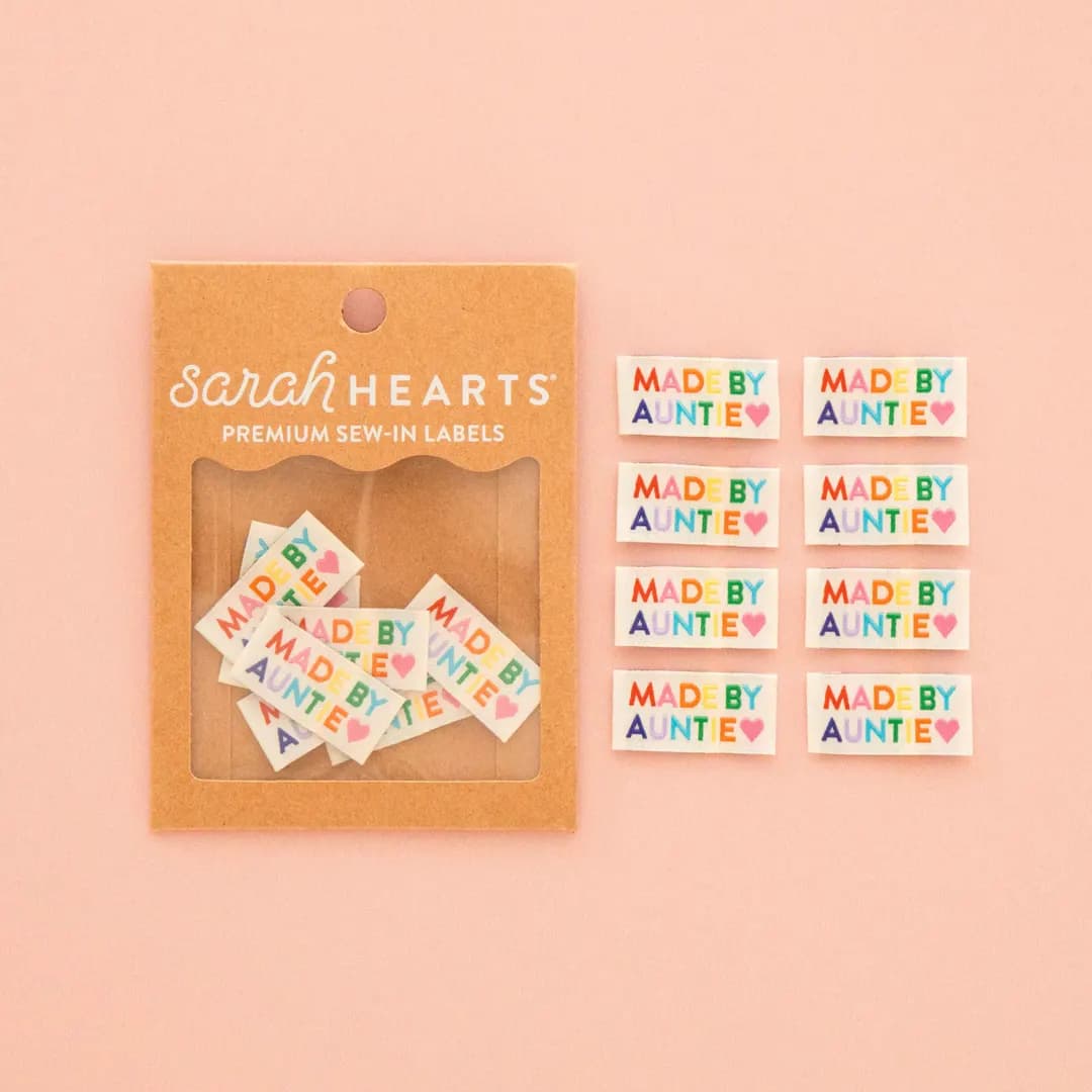 Made by Auntie Woven Sewing Labels Rainbow Colors by Sarah Hearts - Etsy