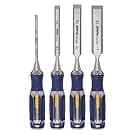 IRWIN Chisel Set, Woodworking, 4-Pack, Extra-Long Strike Cap, Strong & Durable Steel Core (IRHT82507)