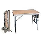 POWERTEC Multi-Functional Project Table with Wheels | Workbench with 3/4" Bench Dog Hole Pattern for Sanding, Cutting, and Woodworking Projects (MT4012)