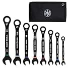 KLEIN TOOLS 69408G Ratcheting Combination Wrench Set, SAE, 8-Piece, 5/16 to 3/4-Inch, Steel Alloy, Foam Pouch, 90-Tooth