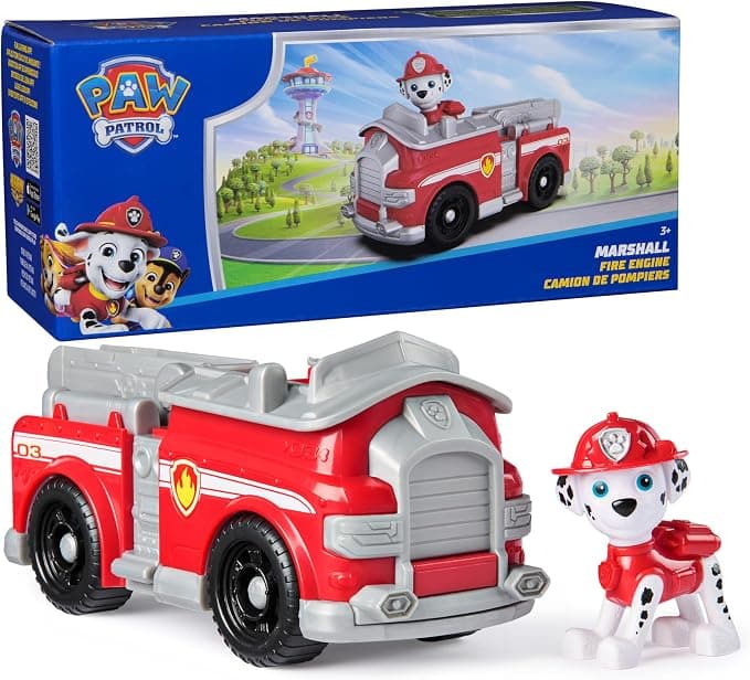 Amazon.com: Paw Patrol, Marshall’s Firetruck Toy Vehicle with Collectible Action Figure | Action Rescue Vehicle, Rolling Wheels, Movable Ladder, Pretend Play, Sustainably Minded, Kids Toys for Boys &