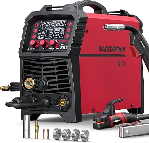 ARCCAPTAIN MIG Welder, 200Amp 6 in 1 Gas MIG/Gasless Flux Core MIG/Stick/Lift TIG/Spot welding/Spool Gun 110V/220V Aluminum Multi Process Welding Machine with LED Digital Display, Burn Back Adjustment - Amazon.com